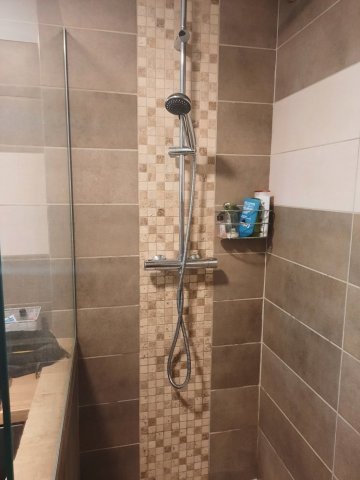 Rénovation d'une douche avec pose de mosaïque, d'une colonne de douche et d'un pare-bain à Cosne d'Allier.  